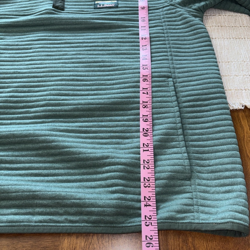 L.L. Bean Airlight Knit Pullover Men's Large Green Snap Mock Neck Quilted - Picture 7 of 9